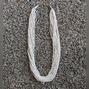 Vintage 1970's Beaded Multistrand Necklace Cream